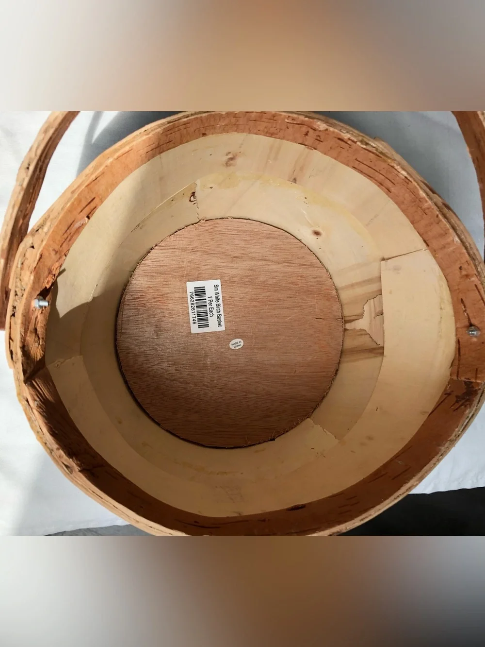 NEW White Birch Bark Basket With Handle